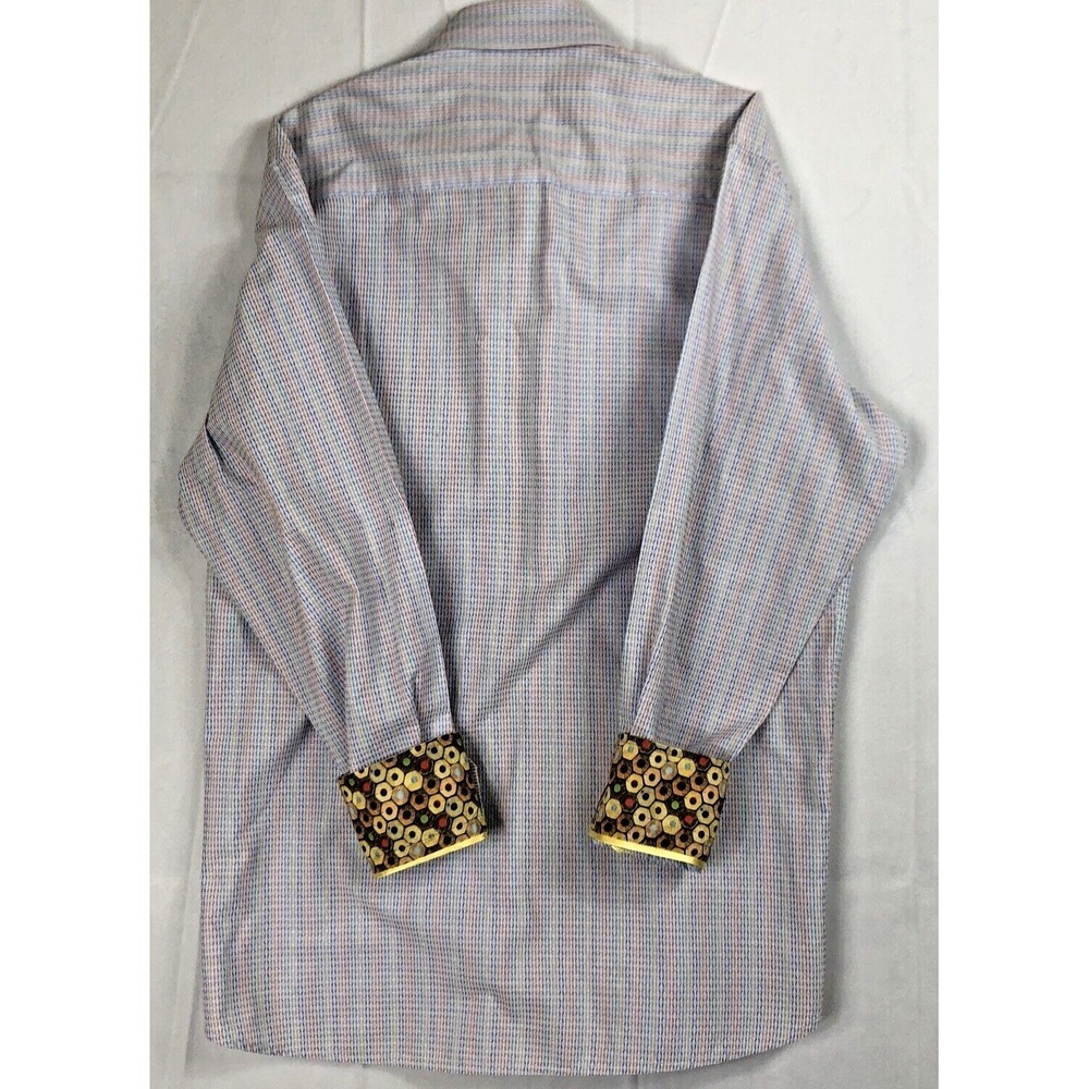 Visconti Black Shirt Men's S Striped Multicolor Flip Cuff Button Up Long Sleeve - Picture 7 of 14